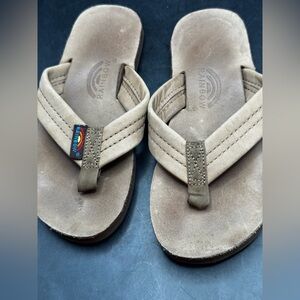Rainbow Brown Leather Unisex Sandals Kids Size 11 Summer Beach Casual